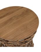 Tabouret assise amovible en bois de teck recyclé Sixtine bois - 41x41x46 cm