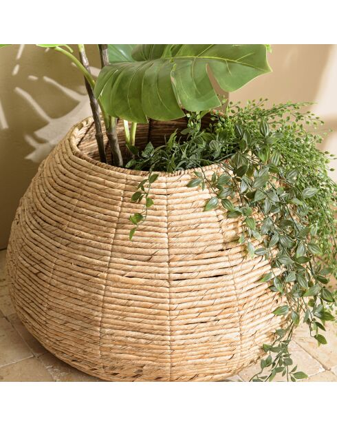 Cache pot petit modèle en tissage d'abaca naturel Sixtine naturel - 60x60x41 cm