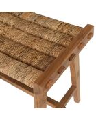 Tabouret assise en tissage d'abaca naturel Sixtine bois - 45x36x47.5 cm