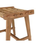 Tabouret assise en tissage d'abaca naturel Sixtine bois - 45x36x47.5 cm