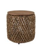 Table d'appoint ronde en tissage de fibre de cocotier Sixtine bois - 49x49x47 cm