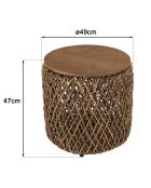 Table d'appoint ronde en tissage de fibre de cocotier Sixtine bois - 49x49x47 cm