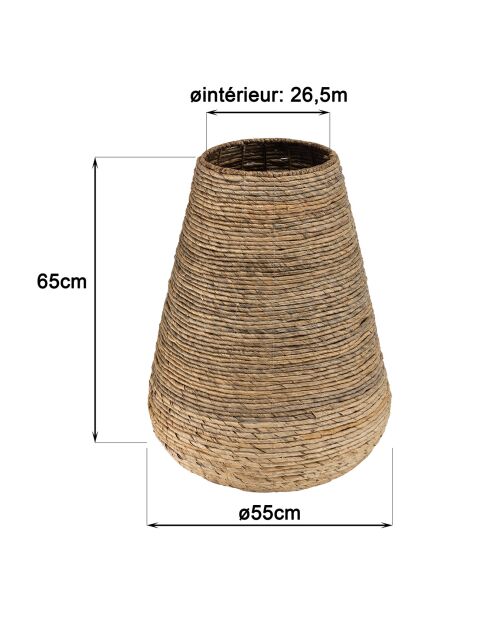 Cache pot modèle moyen en tissage d'abaca naturel Sixtine naturel - 55x5x65 cm