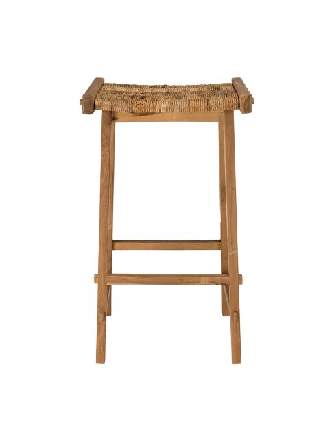 Tabouret haut assise en tissage naturel Sixtine bois - 45x36x75 cm