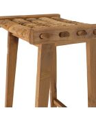 Tabouret haut assise en tissage naturel Sixtine bois - 45x36x75 cm