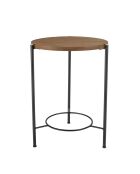 Table d'appoint ronde 3 pieds en métal noir Sixtine bois - 40x42x55 cm