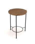 Table d'appoint ronde 3 pieds en métal noir Sixtine bois - 40x42x55 cm