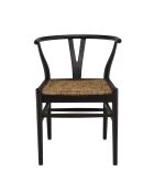 Chaise bois de teck recyclé dossier arrondi Sixtine noire/marron - 57.5x56.5x75 cm