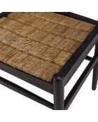 Chaise bois de teck recyclé dossier arrondi Sixtine noire/marron - 57.5x56.5x75 cm