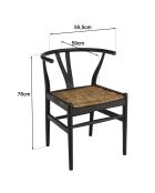 Chaise bois de teck recyclé dossier arrondi Sixtine noire/marron - 57.5x56.5x75 cm