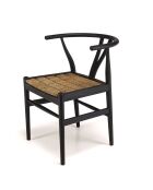 Chaise bois de teck recyclé dossier arrondi Sixtine noire/marron - 57.5x56.5x75 cm