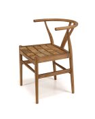 Chaise bois de teck recyclé dossier arrondi Sixtine bois - 57.5 x56.5x75 cm