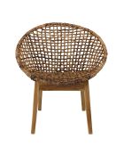 Fauteuil dossier arrondi assise en abaca tressé Sixtine bois - 77x78x80 cm