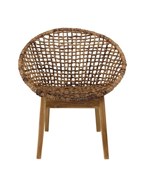 Fauteuil dossier arrondi assise en abaca tressé Sixtine bois - 77x78x80 cm