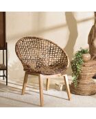 Fauteuil dossier arrondi assise en abaca tressé Sixtine bois - 77x78x80 cm