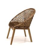 Fauteuil dossier arrondi assise en abaca tressé Sixtine bois - 77x78x80 cm