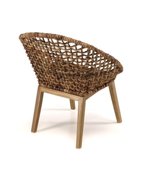 Fauteuil dossier arrondi assise en abaca tressé Sixtine bois - 77x78x80 cm