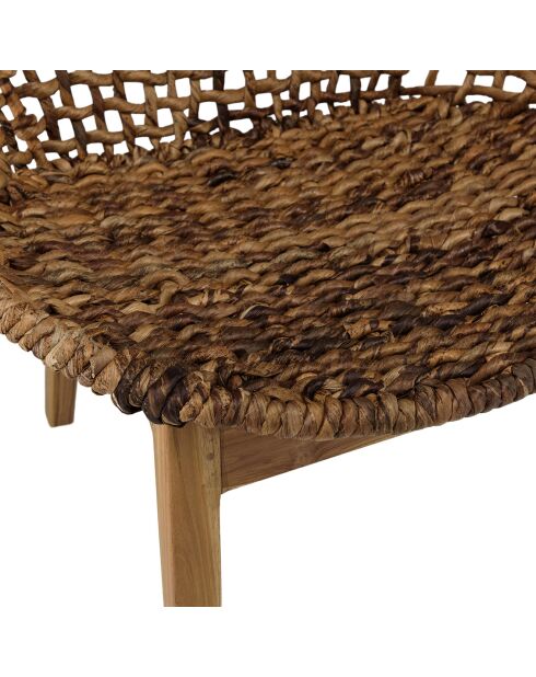 Fauteuil dossier arrondi assise en abaca tressé Sixtine bois - 77x78x80 cm