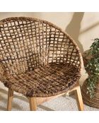 Fauteuil dossier arrondi assise en abaca tressé Sixtine bois - 77x78x80 cm