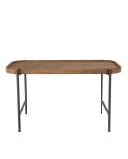 Table basse ovale plateau en bois de teck recyclé Sixtine bois/noir - 85x43x47 cm