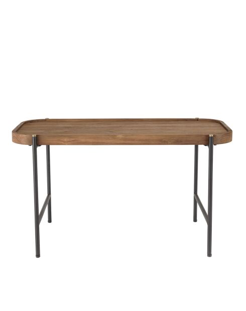 Table basse ovale plateau en bois de teck recyclé Sixtine bois/noir - 85x43x47 cm