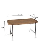 Table basse ovale plateau en bois de teck recyclé Sixtine bois/noir - 85x43x47 cm