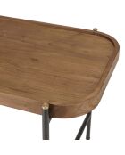 Table basse ovale plateau en bois de teck recyclé Sixtine bois/noir - 85x43x47 cm