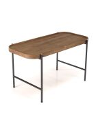 Table basse ovale plateau en bois de teck recyclé Sixtine bois/noir - 85x43x47 cm