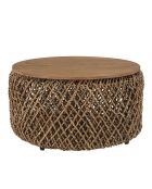 Table basse ronde en tissage de fibre de cocotier Sixtine bois - D.70x36 cm