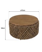 Table basse ronde en tissage de fibre de cocotier Sixtine bois - D.70x36 cm