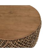 Table basse ronde en tissage de fibre de cocotier Sixtine bois - D.70x36 cm