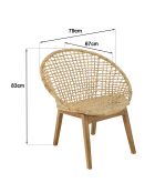 Fauteuil beige dossier arrondi assise en abaca tressé Sixtine naturel - 77x78x80 cm