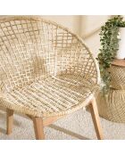 Fauteuil beige dossier arrondi assise en abaca tressé Sixtine naturel - 77x78x80 cm