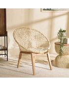 Fauteuil beige dossier arrondi assise en abaca tressé Sixtine naturel - 77x78x80 cm