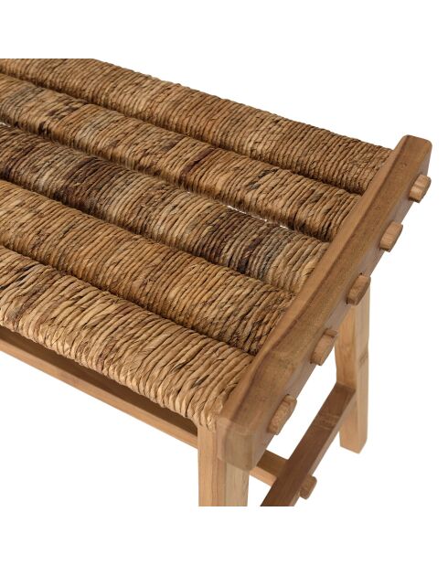 Banc assise en tissage d'abaca naturel Sixtine bois - 100x36x47 cm