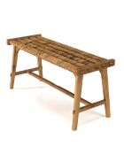 Banc assise en tissage d'abaca naturel Sixtine bois - 100x36x47 cm