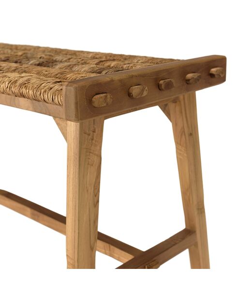 Banc assise en tissage d'abaca naturel Sixtine bois - 100x36x47 cm