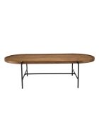 Table basse ovale plateau en bois de teck recyclé Sixtine bois/noir - 140x63x40 cm