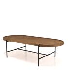 Table basse ovale plateau en bois de teck recyclé Sixtine bois/noir - 140x63x40 cm