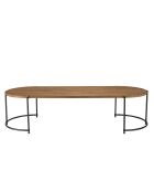 Table basse ovale plateau en bois de teck recyclé Sixtine bois/noir - 163x63x40 cm