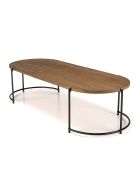 Table basse ovale plateau en bois de teck recyclé Sixtine bois/noir - 163x63x40 cm