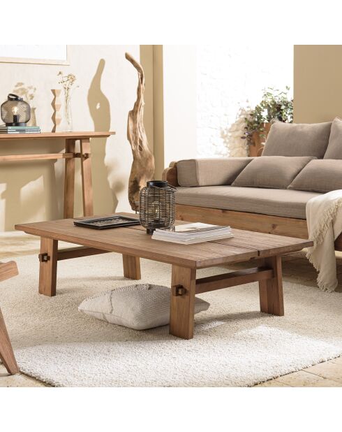 Table basse rectangulaire en bois de teck recyclé Sixtine bois - 140x70x35.5 cm