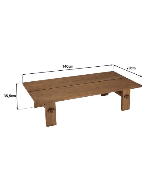 Table basse rectangulaire en bois de teck recyclé Sixtine bois - 140x70x35.5 cm