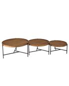 3 Tables basses tripodes rondes Sixtine bois/noir