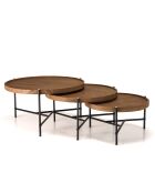 3 Tables basses tripodes rondes Sixtine bois/noir