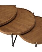 3 Tables basses tripodes rondes Sixtine bois/noir