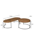 2 Tables basses ovale et ronde Sixtine bois/noir