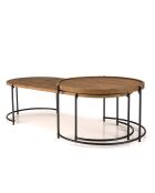 2 Tables basses ovale et ronde Sixtine bois/noir