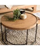 2 Tables basses ovale et ronde Sixtine bois/noir