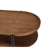 Table basse ovale 2 niveaux plateau amovible Sixtine bois/noir - 160x63x45 cm